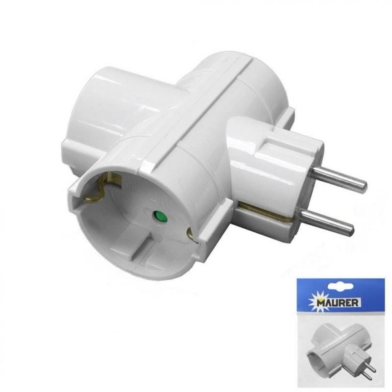 Adaptador / Ladron Triple Schuko 16 A 250v Con Interruptor