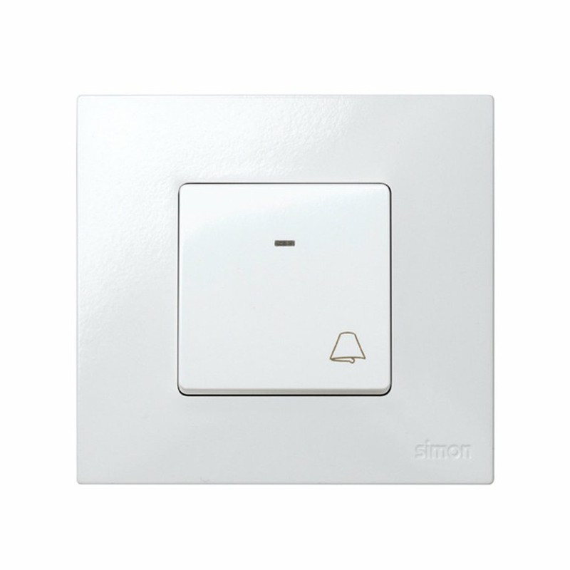 Pulsador con grabado campana 10 A 250V~ y sistema de embornamiento rápido blanco