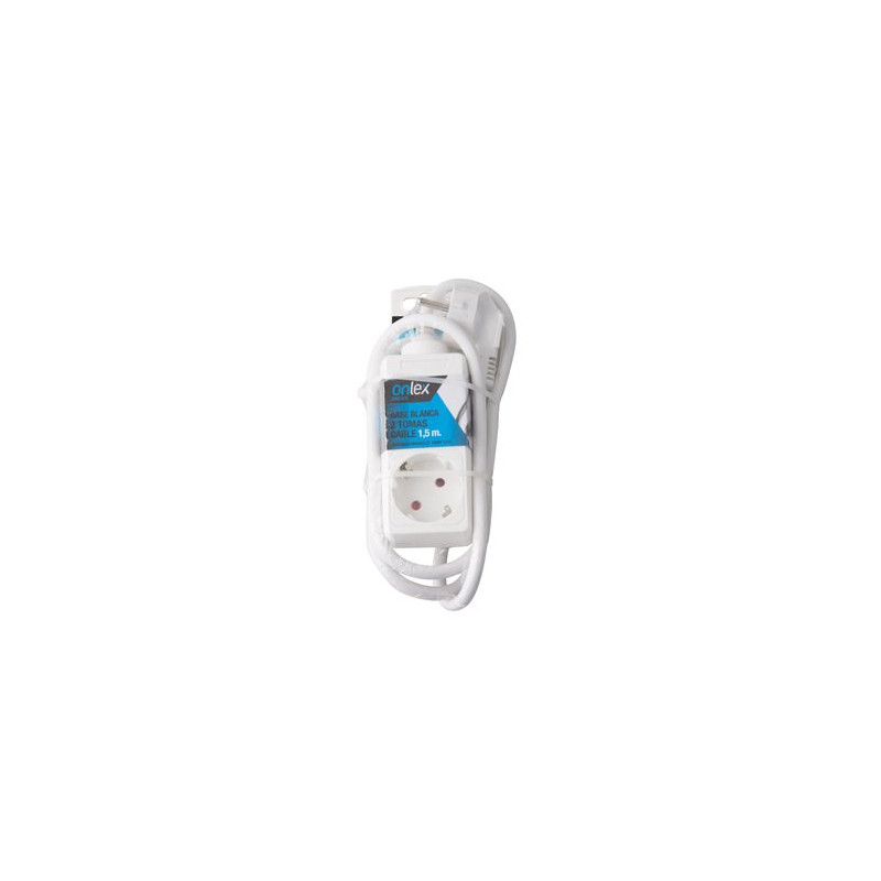 Onlex base blanca 2 tomas cables