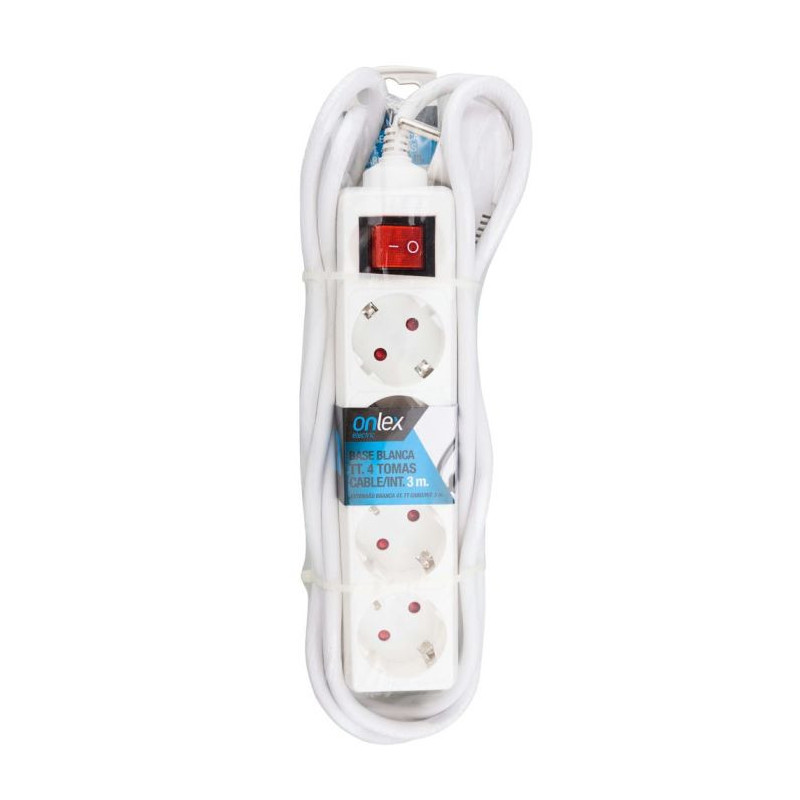 Onlex base blanca TT . 4 tomas cables/Int 3M