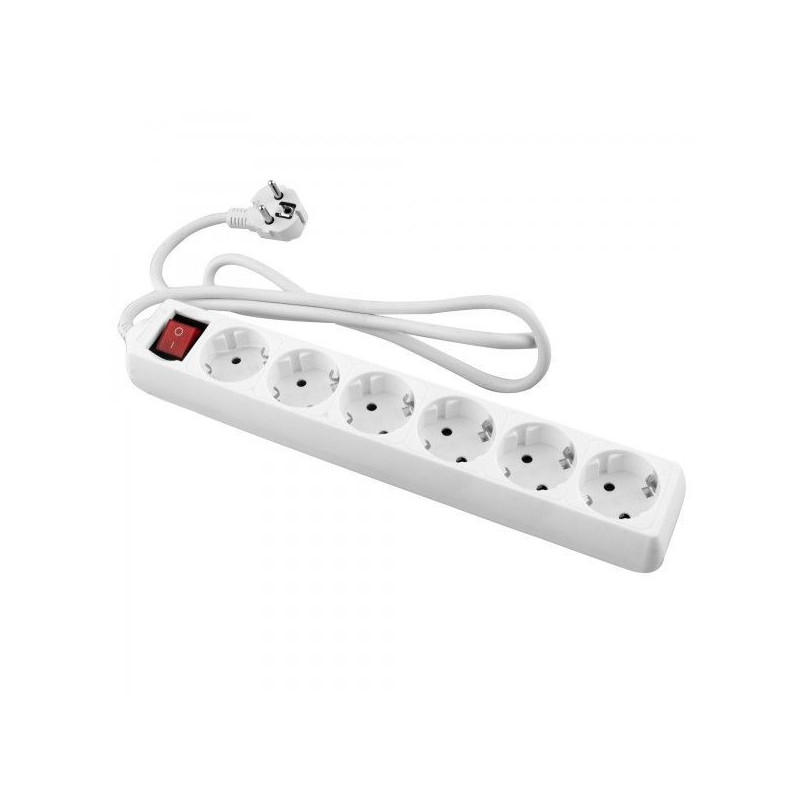 Onlex base blanca TT . 6 tomas cables/Int 1,5M