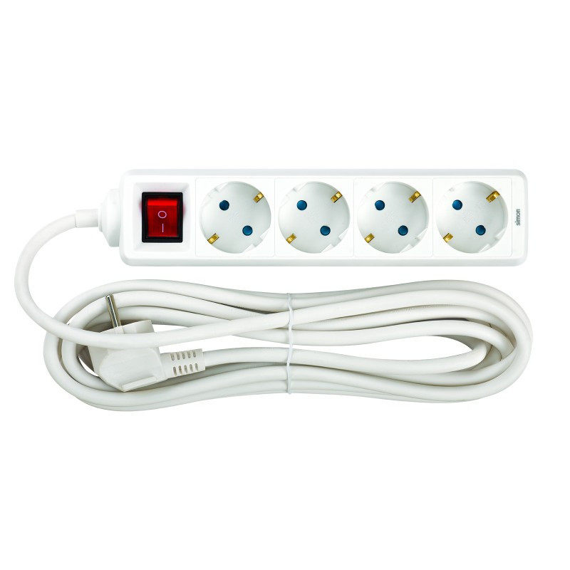 Onlex base blanca TT . 4 tomas cables/Int 5M