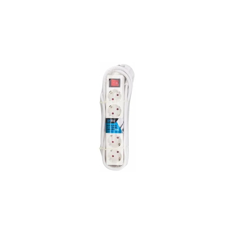 Onlex base blanca TT . 5 tomas cables/Int 5M