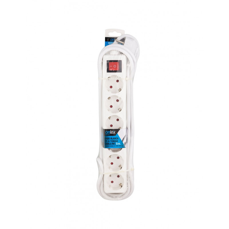 Onlex base blanca TT . 6 tomas cables/Int 5M
