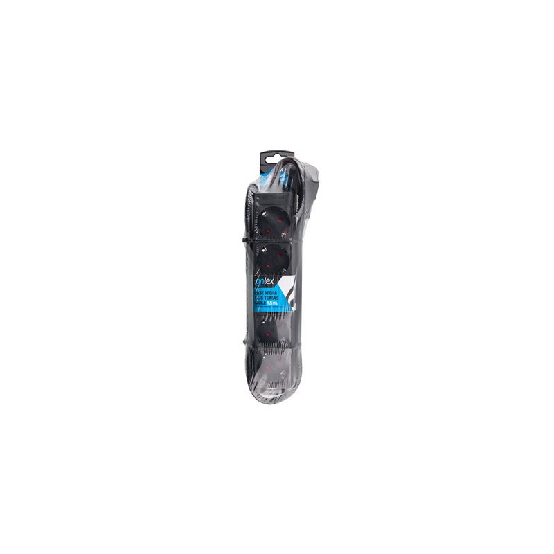 Onlex base negra TT . 5 tomas cables 1,5M