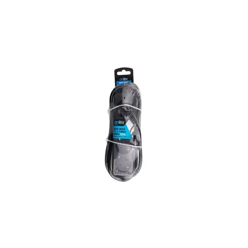 Onlex base negra TT . 4 tomas cables 1,5M