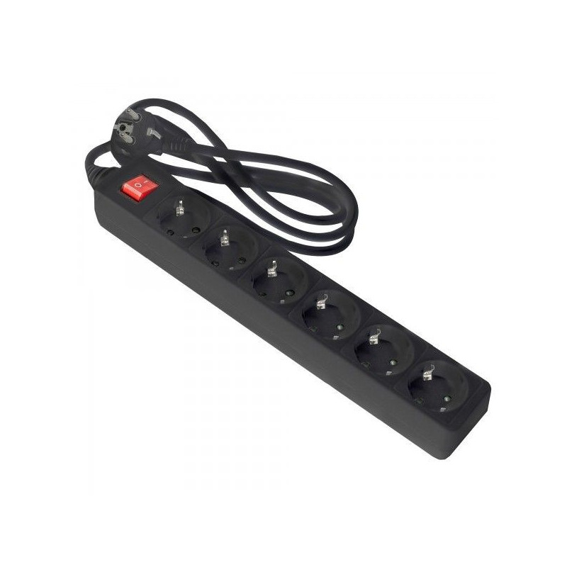Onlex base negra TT . 6 tomas cables /int 1,5M